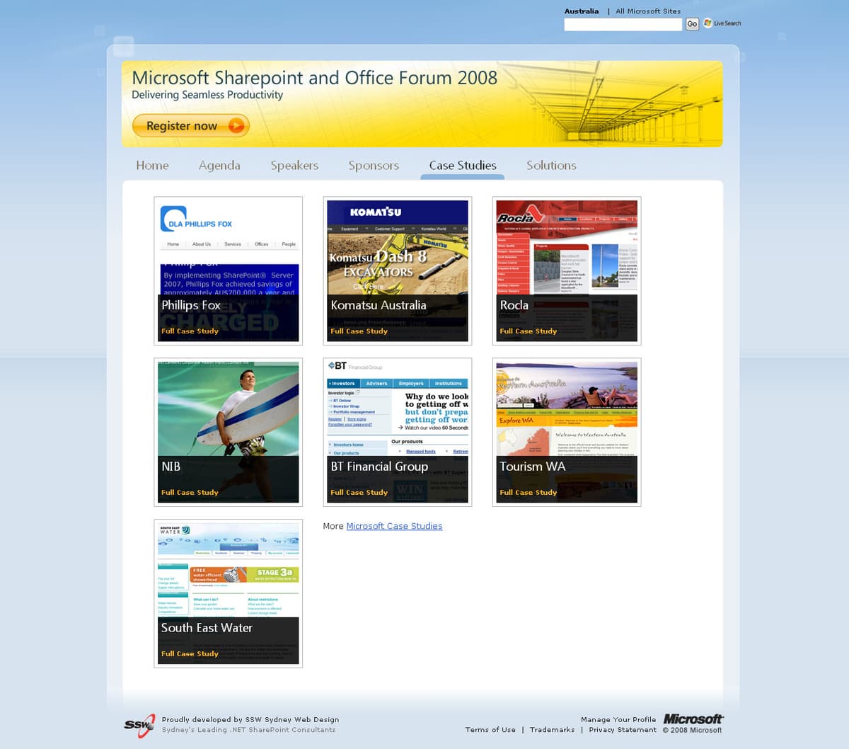 The Case Studies page